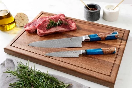 Calisso Messer-Set Küchenmesser Aquamarine Line Messerset (Starter Set, 2-tlg), Damastmesser